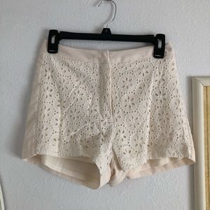 White lace shorts